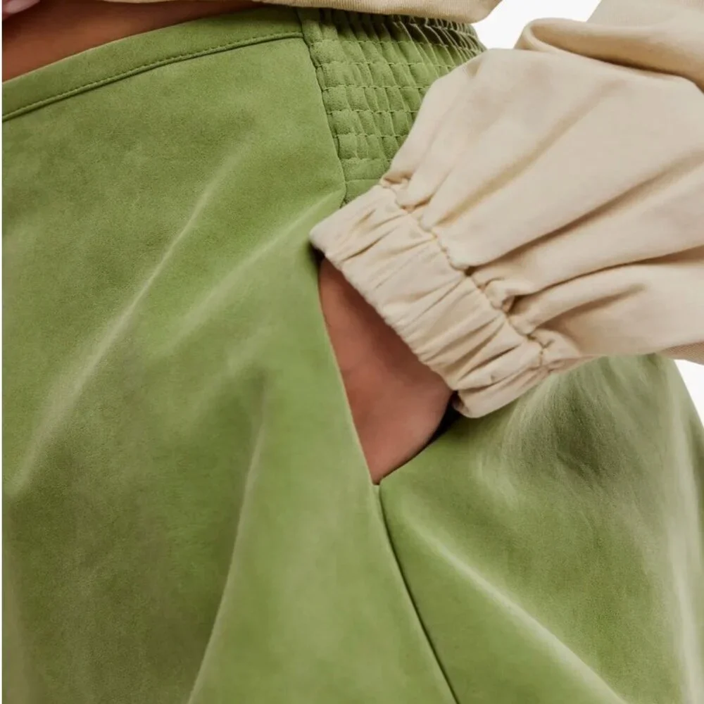 NWT Free People Paradise Found Mini Suede Skort in Going Green
